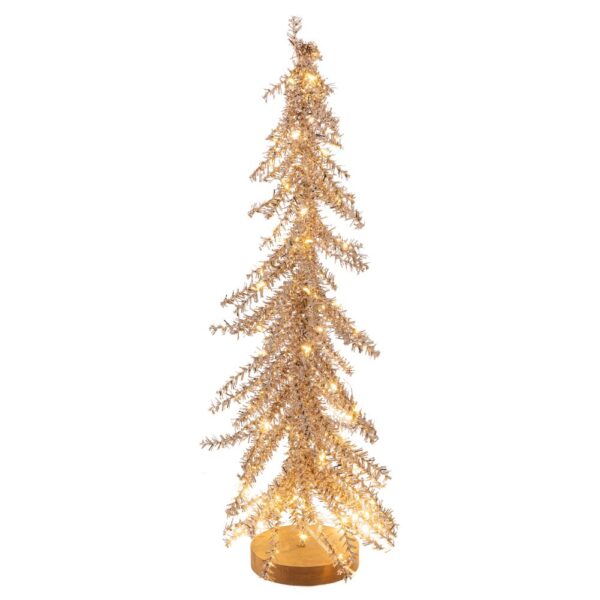 GLITTER ΣΑΜΠΑΝΙ ΦΩΤΙΖΟΜΕΝΟ ΔΕΝΤΡΟ ΜΕ 80 LED ΣΕ GLITTER ΧΡΥΣΗ ΞΥΛΙΝΗ ΒΑΣΗ Φ11Χ50ΕΚ (ΜΠΑΤΑΡΙΑ)