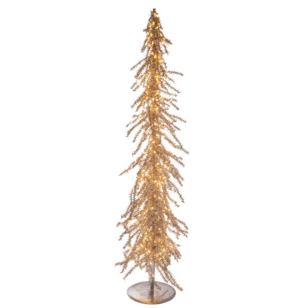 GLITTER ΣΑΜΠΑΝΙ ΦΩΤΙΖΟΜΕΝΟ ΔΕΝΤΡΟ ΜΕ 500 LED ΣΕ GLITTER ΧΡΥΣΗ ΜΕΤΑΛΛΙΚΗ ΒΑΣΗ Φ20Χ120ΕΚ (ΜΠΑΤΑΡΙΑ)